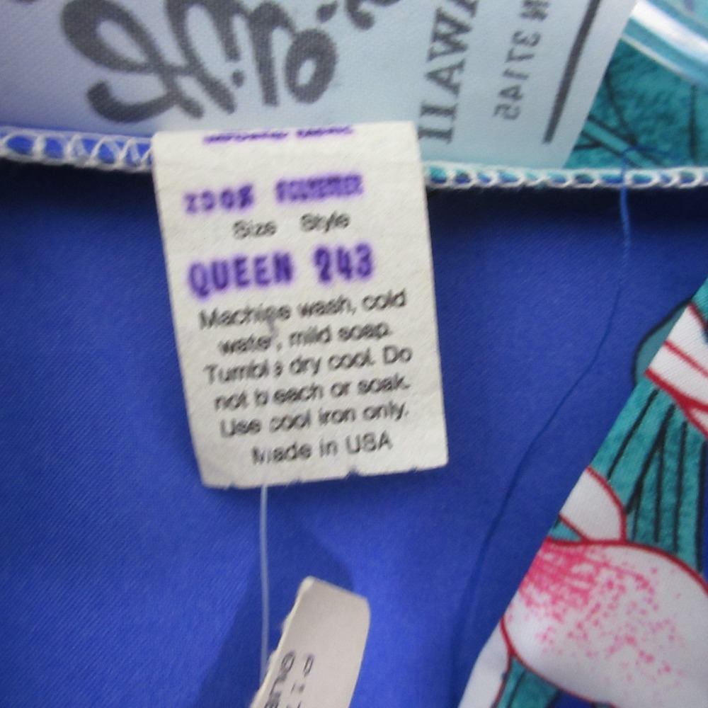 Vintage Hilo Hatties‎ Top Poncho Queen Blue Floral Hawaiian Luau Aloha USA NWT - Picture 4 of 10